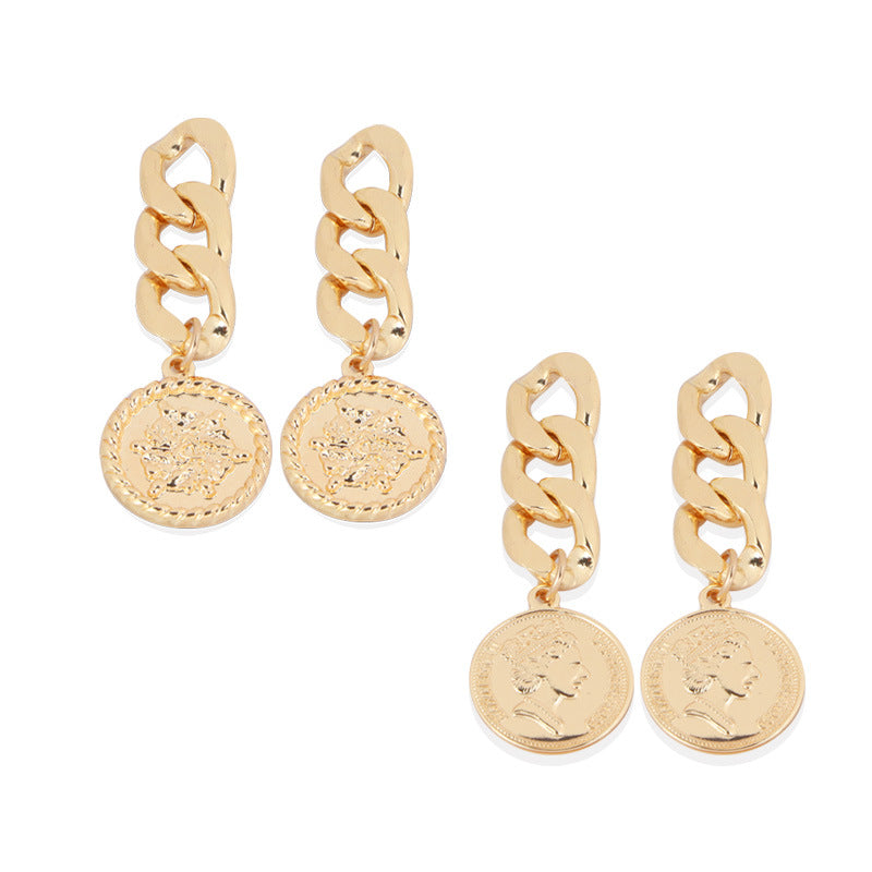 Silver Chain Stud Earrings