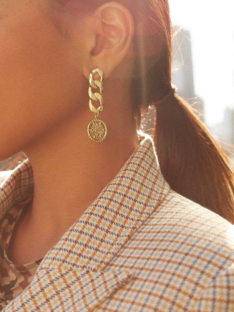 Silver Chain Stud Earrings