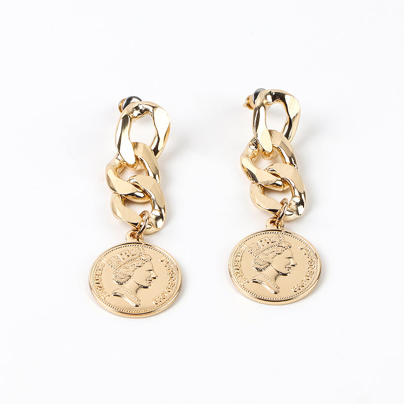 Silver Chain Stud Earrings