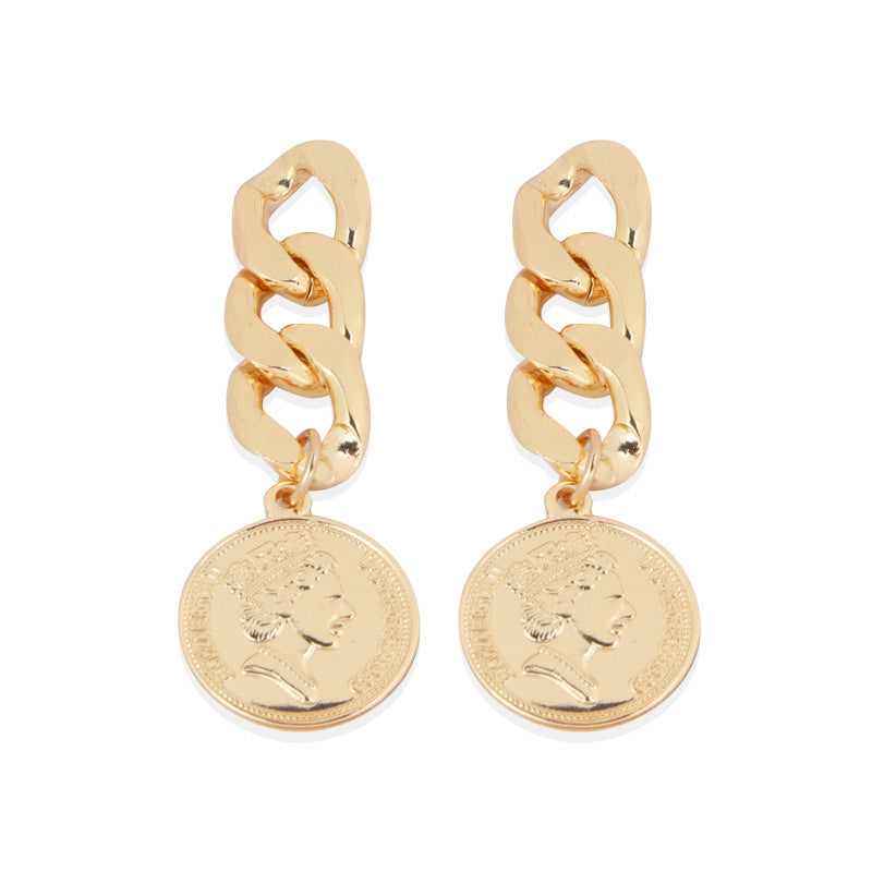 Silver Chain Stud Earrings