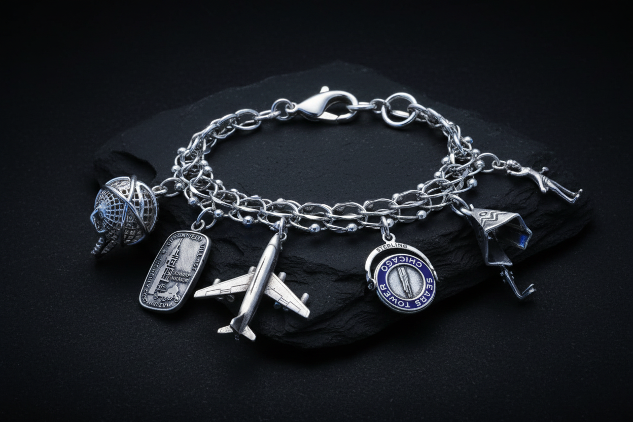 Silver Charm Bracelet - Dark Dramatic Style